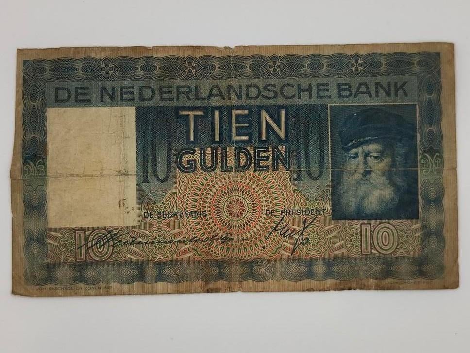 Bankbiljet 10 gulden 1933 Grijsaard, Ophalen of Verzenden, 10 gulden, Los biljet
