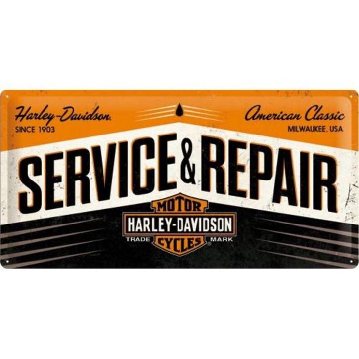 Harley Davidson service and repair relief reclamebord metaal, Verzamelen, Automerken, Motoren en Formule 1, Nieuw, Auto's, Verzenden