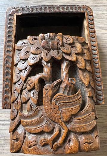 Vintage houten schuifdoosje, Bali beschikbaar voor biedingen