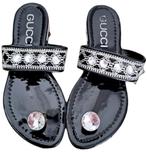 SUMMER SALE!€9.95 🫣 Steenslippers met stras Gucci  maat 37, Slippers, Verzenden, Zwart, Zo goed als nieuw