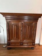 Brocante eiken kast - kussenkast - rankenkast, Ophalen, Met deur(en), 200 cm of meer, 150 tot 200 cm