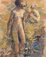 Erasmus B v Dulmen Krumpelman, Aquarel "Badende Meisjes"Ges, Antiek en Kunst, Ophalen of Verzenden