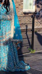 Trouwjurk - blauwe pakistaanse lehenga, Ophalen, Zo goed als nieuw, Blauw, Trouwjurk