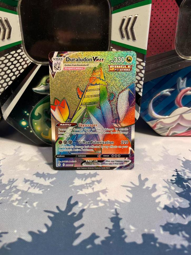 Duraludon VMax (219/203), Hobby en Vrije tijd, Verzamelkaartspellen | Pokémon, Zo goed als nieuw, Losse kaart, Ophalen of Verzenden