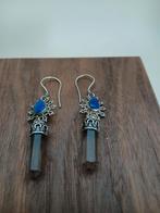 Zilveren Oorhangers Lapis Lazuli & Rookkwarts, Ophalen of Verzenden, Nieuw, Zilver