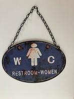 Wc. Bordje. Restroom. Restroom bordje. Blauw. Metaal, Ophalen of Verzenden, Zo goed als nieuw