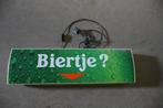 Verlicht Heineken reclame bord met tekst Biertje ?, Ophalen, Gebruikt, Reclamebord