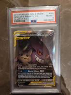 Gengar & Mimikyue GX Alt Art, 165/181 Team Up. PSA 8 NM-MT, Ophalen of Verzenden, Losse kaart, Zo goed als nieuw