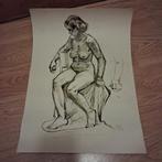 Naakt tekening in inkt, Ophalen of Verzenden