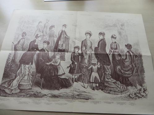 Modeprent uit De Gracieuse 1 nov. 1879 18e jaargang, Verzamelen, Foto's en Prenten, Nieuw, Prent, Klederdracht, Voor 1940, Ophalen of Verzenden
