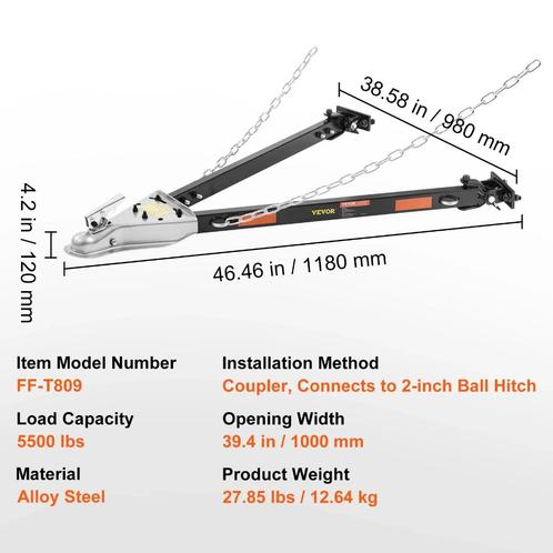 Trekhaak, capaciteit 5500 lbs, gelegeerd staal, zwart, Auto-onderdelen, Overige Auto-onderdelen, Nieuw, Verzenden