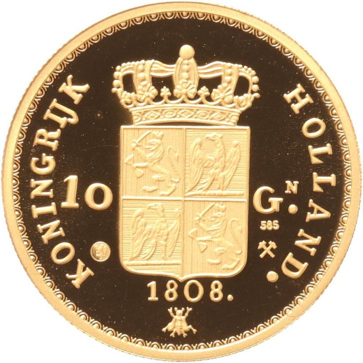 Nederland 10 gulden 1808 Napoleon replica 2,04 gram goud, Postzegels en Munten, Munten | Nederland, Losse munt, 10 gulden, Vóór koninkrijk