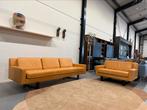 Gelderland 7850 Bank 3 zits crunch leer design fauteuil, Gebruikt, Driepersoons, Ophalen of Verzenden, Rechte bank