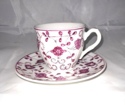 August Warnecke China Purper espresso kop en schotels, Antiek en Kunst, Curiosa en Brocante, Ophalen of Verzenden