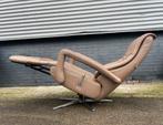 Luxe licht bruine leren Hukla relax fauteuil met hart balans, Huis en Inrichting, Fauteuils, Ophalen of Verzenden