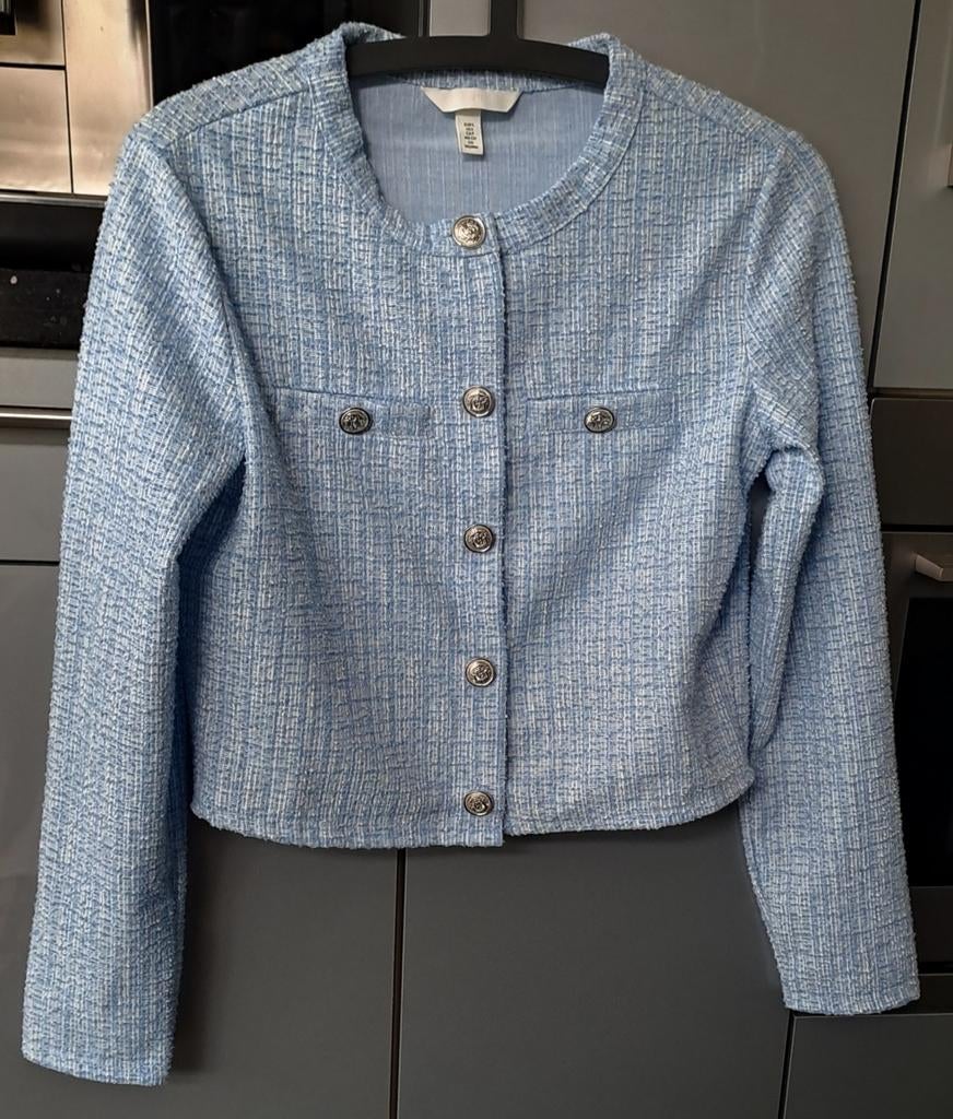 Boucle jasje H&M maat S, Kleding | Dames, H&M, Blauw, Ophalen of Verzenden, Zo goed als nieuw