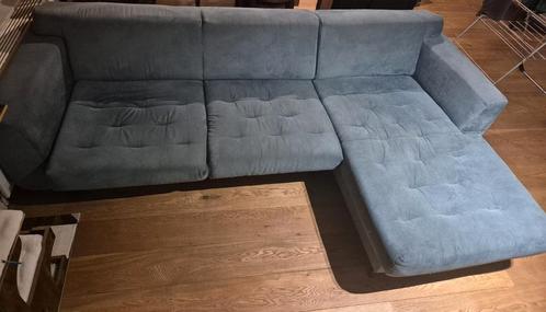 Comfortabele L-vormige Hoekbank - Grijsblauw - Afhalen, Huis en Inrichting, Banken | Complete zithoeken, Gebruikt, Stof, Ophalen