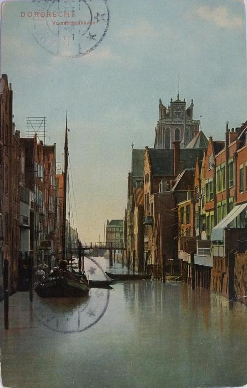 Prachtige kleur Briefkaart : Voorstraatshaven in Dordrecht., Verzamelen, Ansichtkaarten | Nederland, Gelopen, Zuid-Holland, Voor 1920
