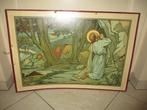 Mooie Oude Schoolplaat - Christus bidt tot God de Vader, Antiek en Kunst, Antiek | Religie, Ophalen of Verzenden
