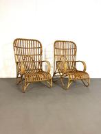 vintage design rotan fauteuils Rohé Noordwolde, jaren 60, Huis en Inrichting, Fauteuils, Ophalen, Gebruikt, 75 tot 100 cm, 50 tot 75 cm