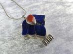 Mooie Zilveren Hanger - Doosje - met Lapis Lazuli en Koraal, Sieraden, Tassen en Uiterlijk, Antieke sieraden, Verzenden, Zilver