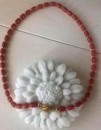 Ketting Koraal met Bloemetjes Slot Vintage, Sieraden, Tassen en Uiterlijk, Kettingen, Ophalen of Verzenden, Zo goed als nieuw