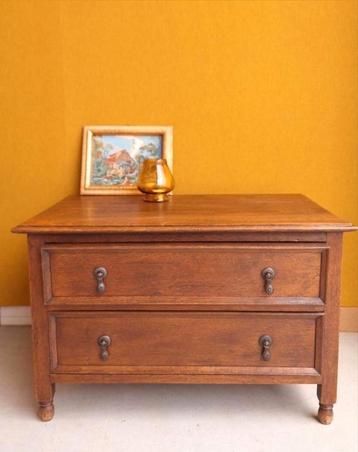 Vintage tv kastje met klep, ladekastje, tv meubel eiken kast beschikbaar voor biedingen