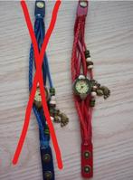 Rood tiener horloge met leren bandje, Nieuw, Jongen of Meisje, Ophalen of Verzenden, Rood