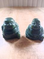 2 kleine hand gesneden jade steen Buddha s, Ophalen of Verzenden, Gebruikt, Beeld(je), Boeddhisme