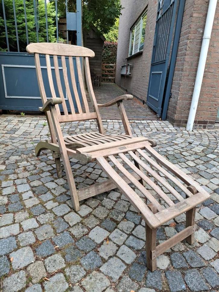 Teakhouten dekchair, Tuin en Terras, Tuinsets en Loungesets, Gebruikt, Teakhout, Stoel, Ophalen