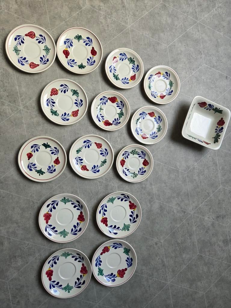 Boerenbont servies - borden, schaaltjes en mokken, Huis en Inrichting, Keuken | Servies, Ophalen, Zo goed als nieuw, Bord(en)