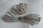 Broche en Ring van  filigrain zilver, Sieraden, Tassen en Uiterlijk, Broches, Verzenden, Zo goed als nieuw, Zilver, Zilver