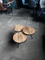 Ronde salontafel Triple-disk mangohout - outlet korting, Ophalen, 50 tot 100 cm, Zo goed als nieuw, Minder dan 100 cm