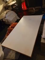 Salontafel - Wit blad, bruine rand - 130x70 cm, Ophalen, Gebruikt, 100 tot 150 cm, Kunststof
