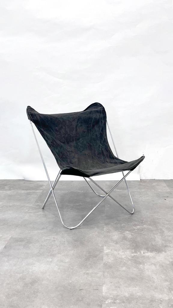 Vintage vlinderstoel / Mariposa zwart Bononia Gavina Knoll, Huis en Inrichting, Stoelen, Gebruikt, Eén, Leer, Metaal, Stof, Zwart