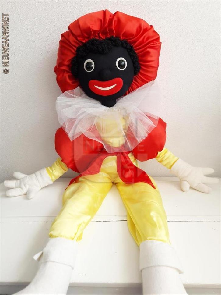 Authentieke HEMA etalage zwarte Piet pop - 105cm, geel/rood, Diversen, Sinterklaas, Nieuw, Verzenden