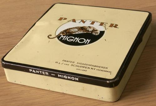Oud Panter sigarenblikjes voor 20 sigaren Mignon nr 4052 H&J, Verzamelen, Blikken, Zo goed als nieuw, Overige, Overige merken