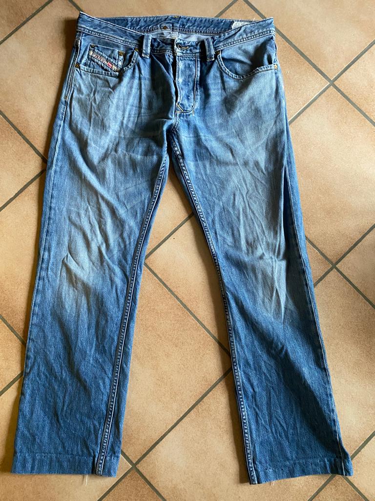 Diesel jeans blauw W34 (L32 cut) Larkee Regular Straight, Diesel, W33 - W34 (confectie 48/50), Gedragen, Verzenden