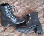 Stoere zwarte leren bikerboots, Ophalen of Verzenden, Zo goed als nieuw, Zwart