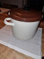 Vintage Soeppan - Emaille - Bruin/Wit, Huis en Inrichting, Keuken | Potten en Pannen, Ophalen of Verzenden, Gebruikt, Overige materialen