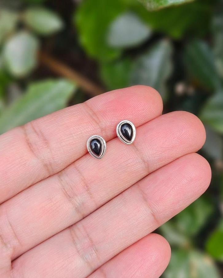 Onyx Oorknopjes - Echt Zilver, Sieraden, Tassen en Uiterlijk, Oorbellen, Nieuw, Knopjes of Stekers, Zilver, Zwart, Met edelsteen
