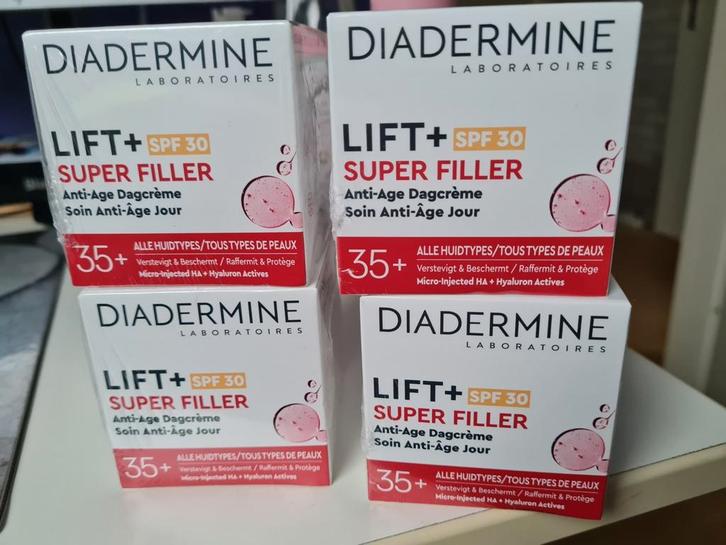 4x Diadermine dagcrème lift+super filler + spf 30, Sieraden, Tassen en Uiterlijk, Uiterlijk | Gezichtsverzorging, Nieuw, Verzorging