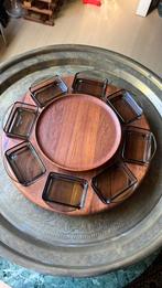 Vintage Deens design teak carousel schaal Digsmed Lazy Susan, Ophalen of Verzenden, Zo goed als nieuw, Rond, Hout
