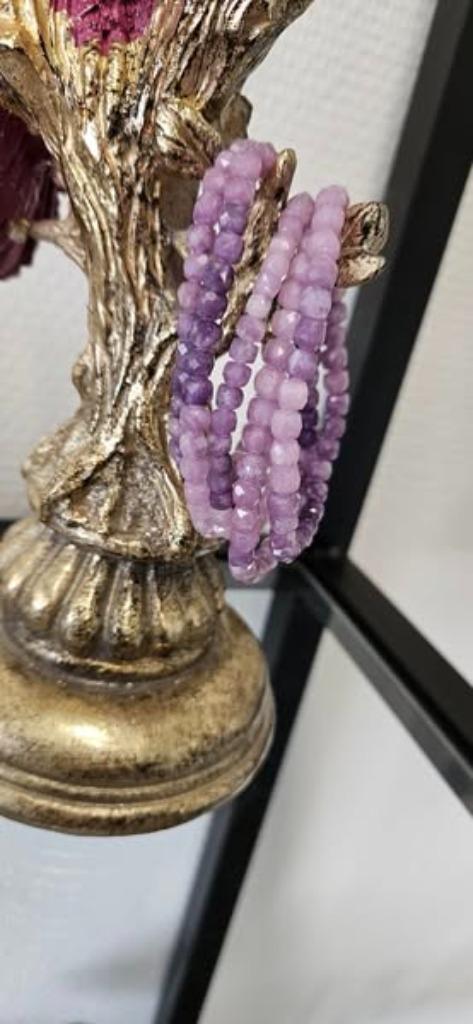 lepidoliet, vierkant facet geslepen armbanden, Sieraden, Tassen en Uiterlijk, Armbanden, Nieuw, Ophalen of Verzenden