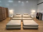 Nieuwstaat Minotti Beige Leren 4-Zits + 2 Hockers - NP: €25k