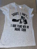 Shirt tshirt grijs grijze xs Maine Coon kat kattenshirt main, Verzenden, Zo goed als nieuw, Korte mouw, Maat 34 (XS) of kleiner