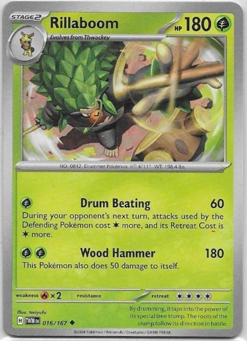 Twilight Masquerade,  Rillaboom [uncommon] 16/167, Hobby en Vrije tijd, Verzamelkaartspellen | Pokémon, Nieuw, Losse kaart, Verzenden