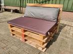 Palletbank met nieuwe kussens, Ophalen of Verzenden, Zo goed als nieuw, Hout