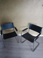 Vintage buisframe design lederen stoelen, Gebruikt, Ophalen