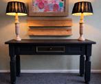 Mooie zwarte houten sidetable incl lampen evt, Ophalen, 100 tot 150 cm, Zo goed als nieuw, Grenenhout